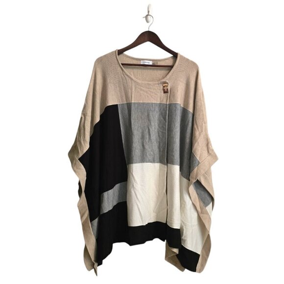 Calvin Klein Color-Block Cape Cardigan Sz OS - Picture 2 of 11